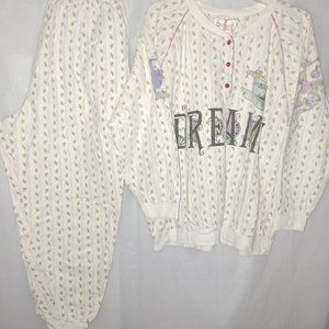 MY DREAMZ VINTAGE SLEEPWEAR WOMEN'S 2PC FLANNEL PAJAMA SET